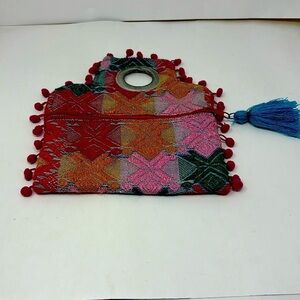 clutch bag handmade tote bag with a recycling hoop